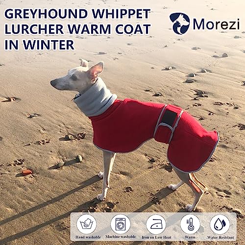 Greyhounds Lurchers Whippets Dog Coats with Reflective Stripe Dog Winter Coat Jacket Fleece Adjustable Band - Red - S - color: Red, size: Small (Length: 20"-21.5")