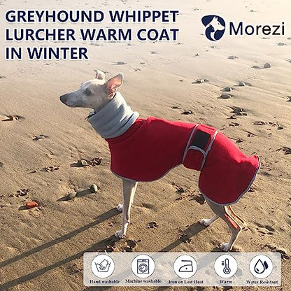 Greyhounds Lurchers Whippets Dog Coats with Reflective Stripe Dog Winter Coat Jacket Fleece Adjustable Band - Red - S - color: Red, size: Small (Length: 20"-21.5")