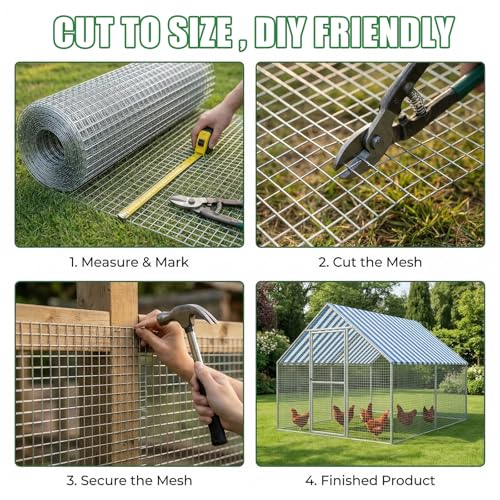 Land guard 19 Gauge Hardware Cloth, 1 inch 48inch×100ft Chicken Wire Fence, Galvanized Welded Cage Wire Mesh Roll Supports Poultry Netting Cage Fence - color: Galvanized, size: 1 Inch 48inch×100ft