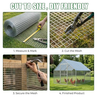 Land guard 19 Gauge Hardware Cloth, 1 inch 48inch×100ft Chicken Wire Fence, Galvanized Welded Cage Wire Mesh Roll Supports Poultry Netting Cage Fence - color: Galvanized, size: 1 Inch 48inch×100ft