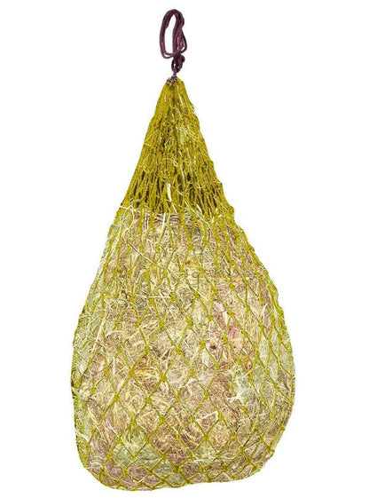 Set of 2 52" Eager Feeder Hay Nets with 2" Holes, Fits 6-8 Flakes of Hay, Includes Steel Snaps for Easy Hanging (52", Yellow) - color: Yellow