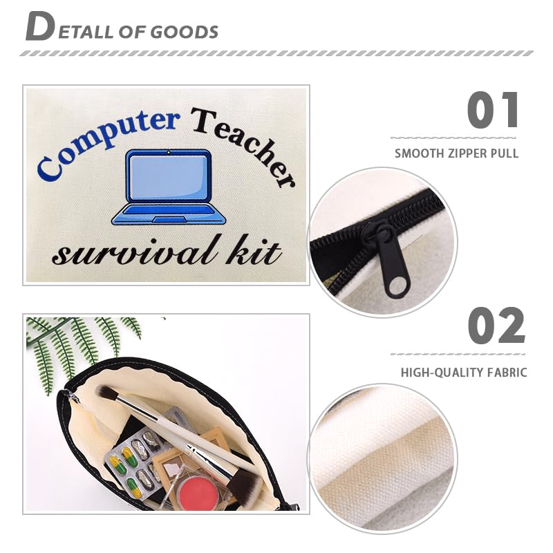 Computer Teacher Survival Kit Funny Computer IT Programmer Teachers Makeup Bag Gift Travel Toiletry Zipper Pouch Software Engineer Eductors Birthday Retirement Christmas Gift - color: Computer Teacher