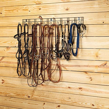 EASY-UP Pro 10 Hook Long Arm Tack Rack | Perfect for Compact Stables | 10-Hook Design | Holds Multiple Tack Articles per Hook | Rust Resistant | 7-Year Warranty