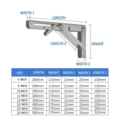 Stainless Folding Shelf Brackets - Heavy Duty Stainless Steel Collapsible Shelf Bracket for Bench Table, Space Saving DIY Bracket, Max Load: 550lb (8 INCH-2PCS) - size: 8 INCH-2PCS