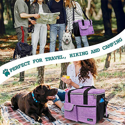 PetAmi Dog Travel Bag Organizer, Pet Supplies Diaper Tote, Purple Medium - color: Purple, size: Medium - 14.5"L x 8"W x 12.0"H