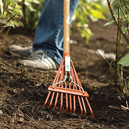 A.M. Leonard Narrow Shrub Rake, 8 Inches Wide, 54 Inch Handle