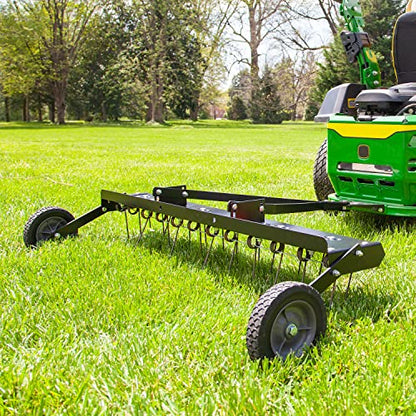 Brinly 48" Tow Behind Grass Dethatcher, Removes Thatch on Large Lawns in Less Time - Flat Black - color: Flat Black
