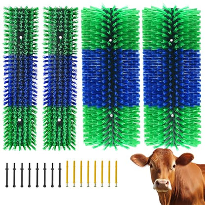 4PCS Livestock Scratching Brush Goat Scratching Tool Post Massage Grooming Brush with 8 Screws for Animals Back Scratcher Itch Brushes for Cattle, Sheep, Horses, Pigs,Cow(4, Green) - color: Green