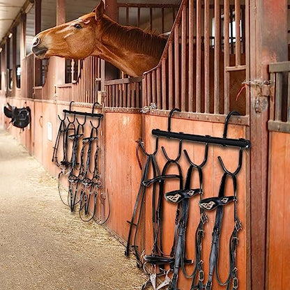 Dunzy 2 Pcs Black Tack Rack with Swivel Hooks 6 Hook Horse Trailer Organizer Portable Tacks Hangers Hanging Bridle for Horse Tack Holder Stall Barn and Fence Trailer Accessories - style: 6 Hooks Style