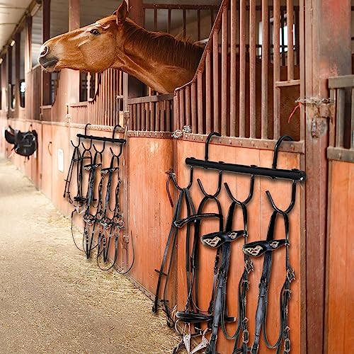 Dunzy 2 Pcs Black Tack Rack with Swivel Hooks 6 Hook Horse Trailer Organizer Portable Tacks Hangers Hanging Bridle for Horse Tack Holder Stall Barn and Fence Trailer Accessories - style: 6 Hooks Style