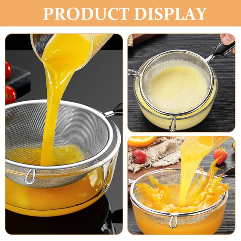 COLLBATH 40 Mesh Fine Mesh Strainer with Handle 304 Stainless Steel Food Strainer for Oil Rice Tea Soy Milk Residue Easy-Clean Kitchen Tool 13.38 X 7.87 X 1.57 in 1 piece