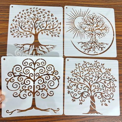 16 Pcs Tree of Life Stencils for Painting, Wood Signs and Journals 6 Inch - color: Tree