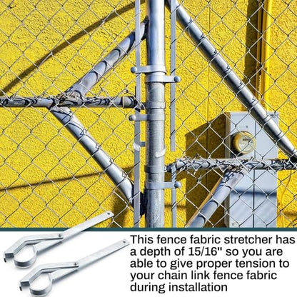 LEIFIDE 2 Pcs 1' 3" Chain Link Fabric Fence Stretcher Tool Galvanized Chain Link Fence Wire Stretcher Bar Manual Fabric Tool for Barbwire Wire Mesh Repair Tighten