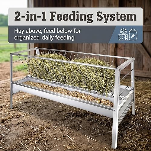 Portable Double Side Feeding Trough, Anti Waste Ruminant Trough, Sheep Goat Cattle Feeder for Small Farm