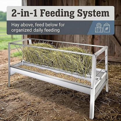 Portable Double Side Feeding Trough, Anti Waste Ruminant Trough, Sheep Goat Cattle Feeder for Small Farm