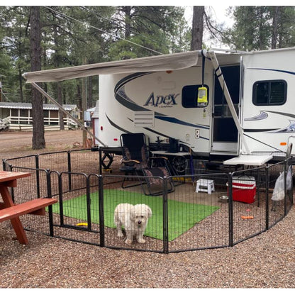 Dog Playpen,32/40/45 Inch Height in Heavy Duty, Folding Indoor Outdoor Anti-Rust Dog Exercise Fence, Portable Pet Playpen with Door for Large Medium Small Dogs and Pet (16 Panels, 32 Inch) Silver