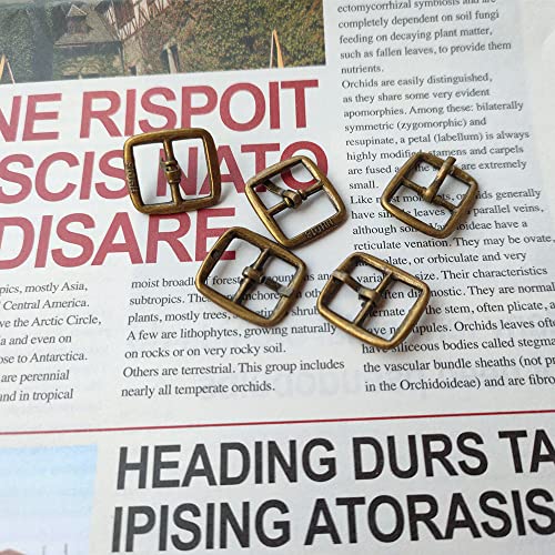 Honkenda 50pcs Single Prong Belt Buckle Metal Rectangle Prong Pin Shoe Needle Center Bar Buckle for Making Doll Clothes Shoes Bags Belt (Bronze Tone)
