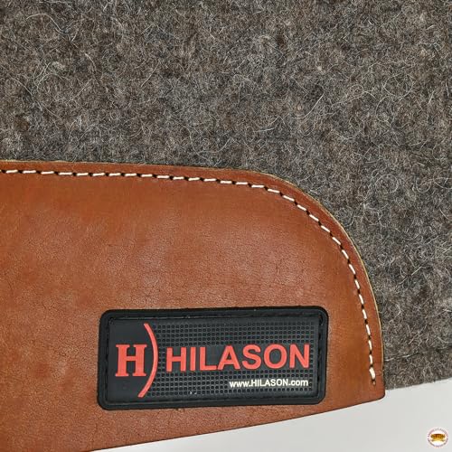 HILASON Western Wool Felt Round Contoured Horse Saddle Pad W/Distressed Wear Leather | for Horses