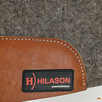 HILASON Western Wool Felt Round Contoured Horse Saddle Pad W/Distressed Wear Leather | for Horses