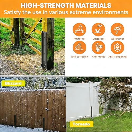 2PCS Fence Post Repair Kit, Heavy Duty Fence Post Anchor Quick Fix for Broken/Leaning Wooden Fence, Easy to Install, Black(16.5+15.75in)