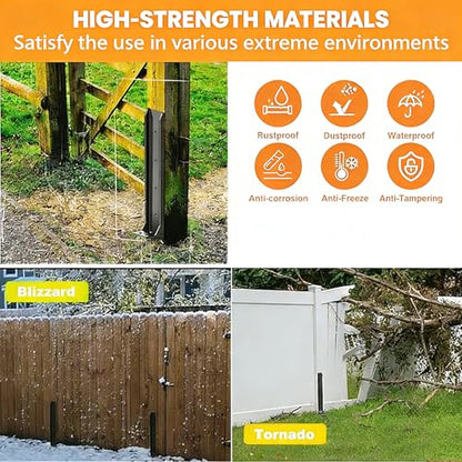 2PCS Fence Post Repair Kit, Heavy Duty Fence Post Anchor Quick Fix for Broken/Leaning Wooden Fence, Easy to Install, Black(16.5+15.75in)