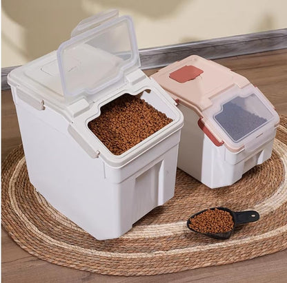 2 Pack Rice Storage Container 25 lbs, Airtight Flour Storage Containers with Lid and Wheels, Measuring Cup & Scoop, BPA Free, Bulk Food Dispenser for Sugar, Grain, Cereal, Dog Food (Grey) - color: 2Pcs 25LB Grey