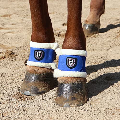 Harrison Howard Essential Premium Horse Pastern Wraps with Berber Fleece Lining, Sold in Pairs - color: Blue