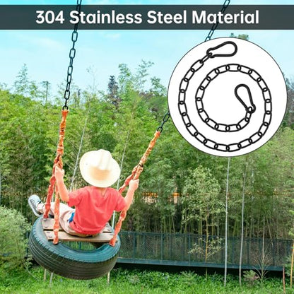 39 inch Gate Chain Lock with Both-Ended M8 Carabiners,Chain Dia 5 mm,Black - size: 39" x 13/64"