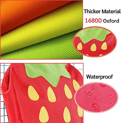 JanYoo Rabbit Hay Feeder Bag for Cage Guinea Pig Timothy Hay Dispenser Storage Manger Hanging Large Less Waste for Bunny - color: A-Strawberry