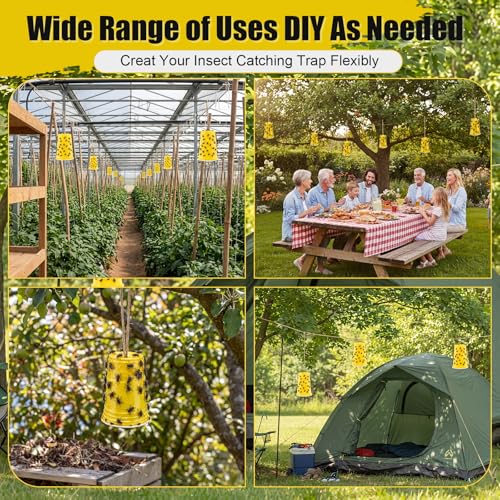 Sticky Coating Insect Trap, 8 Oz with Brush,Gnat Trap Kit | 12 Blue Plastic Cups, DIY Adhesive for Deer Flies Thrips Aphids, Reusable Barrier for Gardens Greenhouses Orchards - color: Yellow Cup