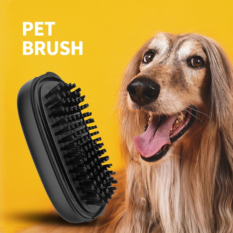 horse hair brushes, horse deshedding tool, PESSILIN 6-in-1 Horses Brushes Shedding Massage Deshedding for Horses, horse grooming brushes (Black)
