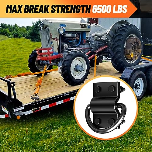 6PCS Heavy Duty D Rings Trailer Tie Down Anchor, Ultra Durable 6500LB Breaking Strength D Ring Tie Down for Truck Bed, Trailer, with Screws - size: 6 Pieces