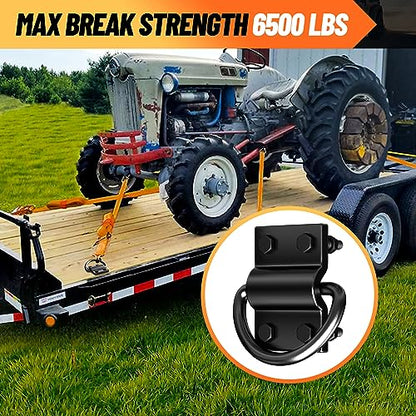 6PCS Heavy Duty D Rings Trailer Tie Down Anchor, Ultra Durable 6500LB Breaking Strength D Ring Tie Down for Truck Bed, Trailer, with Screws - size: 6 Pieces