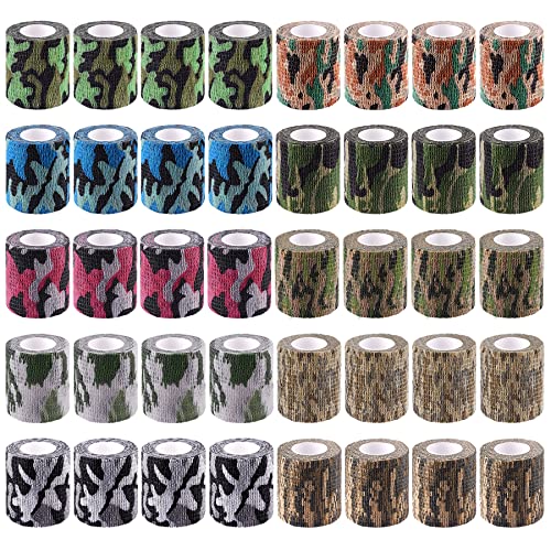BQTQ 40 Rolls Self Adhesive Bandage Wrap 2 inch Self Adherent Tapes(Camo) - color: Camo Color, size: 2 Inch