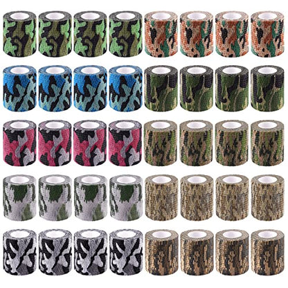 BQTQ 40 Rolls Self Adhesive Bandage Wrap 2 inch Self Adherent Tapes(Camo) - color: Camo Color, size: 2 Inch