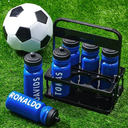 Suclain Squeeze Water Bottles with Carrier, 14 Pcs, Dark Blue - color: Dark Blue