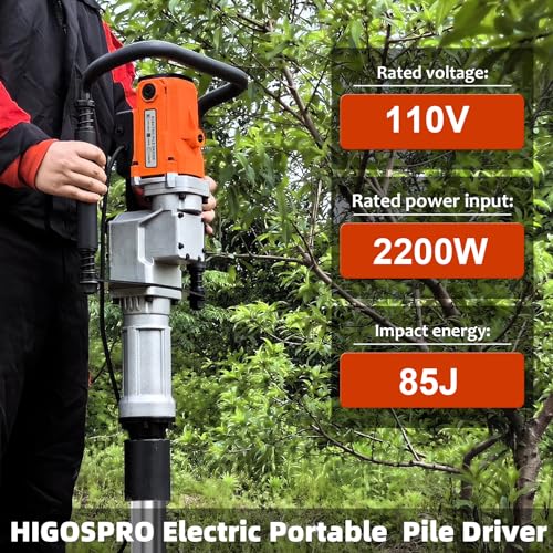 2200W Electric T Post Driver with 2 Sleeves (55/70mm), 110V