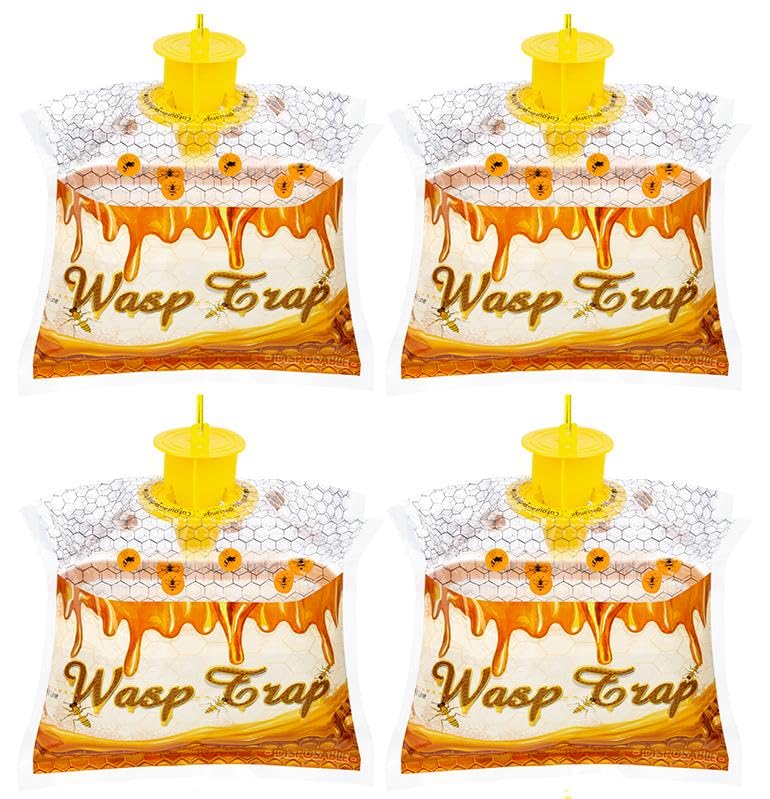 4 Pack Disposable Hanging Wasp & Yellow Jacket Traps Outdoor - size: 4 Packs