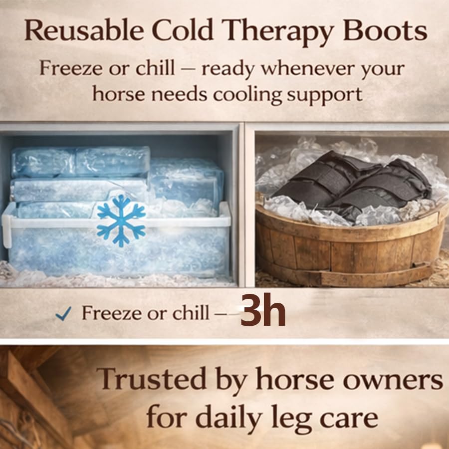 WORLD-BIO Horse Ice Boots, Cold Therapy Leg Wraps for Hocks/Ankles/Knees - Durable, Flexible, Universal Fit, Relieves Tendon Inflammation & Swelling, Post-Operative Recovery - Black - color: 16.9'' X 16.1'' 2 Packs - Black