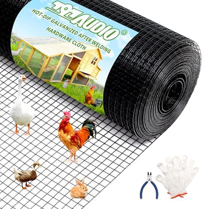 PVC Coated Welded Wire Fence,1 inch 36 in x 100 ft,Chicken Wire,Black Metal Fence Mesh Wire Roll,Garden Fencing Welded Wire Mesh for Pet Enclosures,Vegetable,Poultry and Agricultural Use - color: Black, size: 1"x1" 36inx100ft