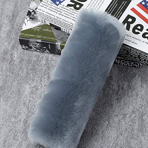 OGLAND 2 Pack Sheepskin Car Seat Belt Cover Pads | Wool Seatbelt Cushions - color: Blue Gray, size: Shearling Wool