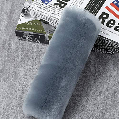 OGLAND 2 Pack Sheepskin Car Seat Belt Cover Pads | Wool Seatbelt Cushions - color: Blue Gray, size: Shearling Wool