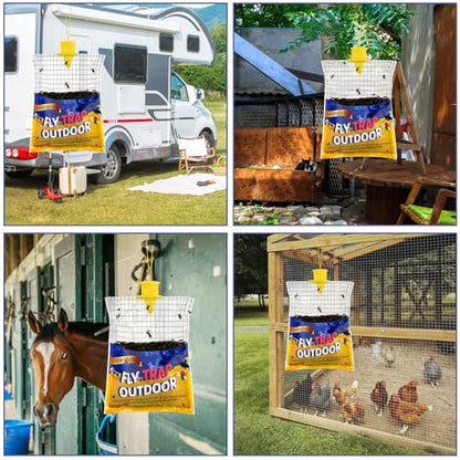 6 Big Fly Bags Outdoor Wasp Traps Hanging for Patio, Pre-Baited, Disposable - size: 6 Pack