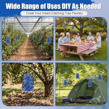 Sticky Coating Insect Trap, 8 Oz with Brush,Deer Fly Trap Kit | 12 Blue Plastic Cups, DIY Adhesive for Deer Flies Thrips Aphids, Reusable Barrier for Gardens Greenhouses Orchards - color: Blue Cup