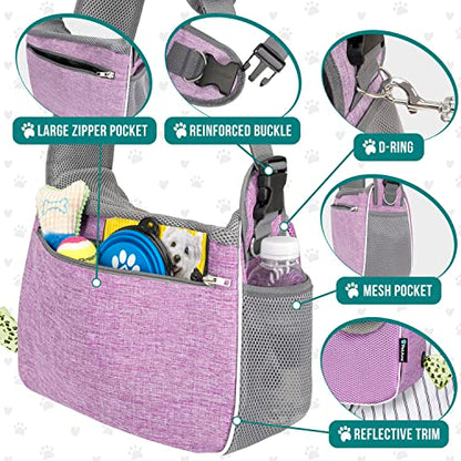 PetAmi Dog Sling Carrier Small Dogs, Hands Free Crossbody Carrier, Purple - color: Purple