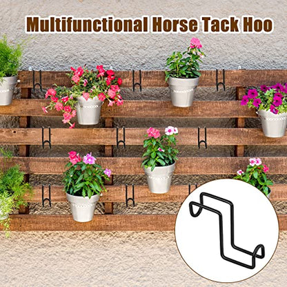 Dunzy 2 Pcs Heavy Duty Horse Tack Hooks Over Rail 4 Inch Metal,Black - color: Black
