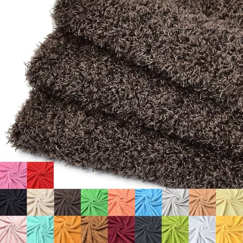 Surf turtle Dark Brown Curly Teddy Fleece Faux Fur Fabric 36" x 59" - color: Dark Brown, size: 36 x 59 inches