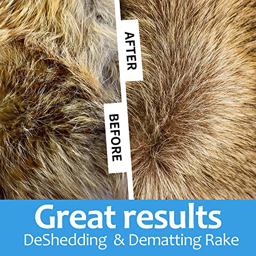 [ 2 in 1 design ] Undercoat Rake and Deshedding Tool for Dogs and Cats - Dematting Comb for Long Hair Pets, Grooming Brush to Clear Mats, Tangles and Reduce Shedding by 95% - color: Blue