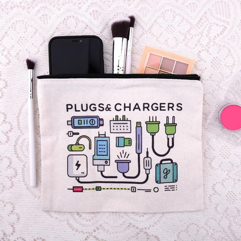 Charger Cosmetic Makeup Bags Travel Toiletry Bag Charging Cable Organiser Bag Chargers Makeup Pouch for Purse Charger Cables Storage Bags Travel Accessories for Women Birthday Christmas Gifts - style: Plugs Charger