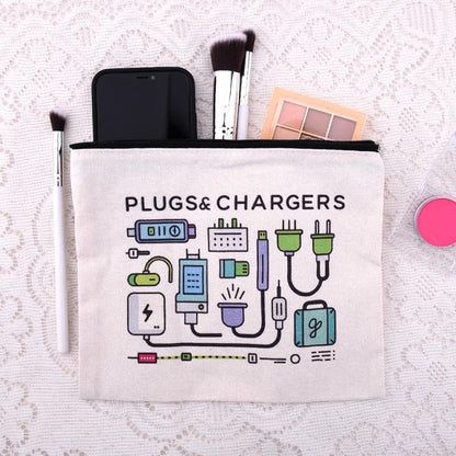 Charger Cosmetic Makeup Bags Travel Toiletry Bag Charging Cable Organiser Bag Chargers Makeup Pouch for Purse Charger Cables Storage Bags Travel Accessories for Women Birthday Christmas Gifts - style: Plugs Charger